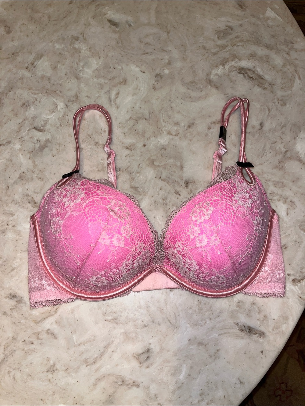 Victoria's Secret Sexy Little Things Pink Push-Up Bra with Floral Lace Overlay